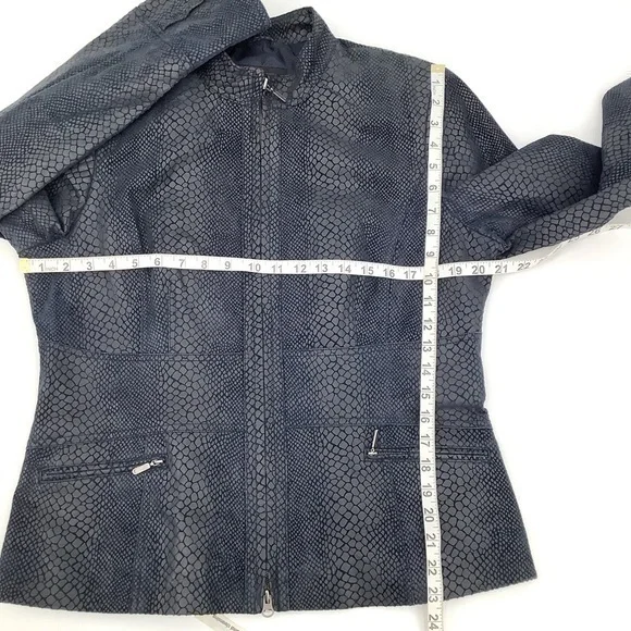 ALFANI Vintage Leather Snakeskin Print Moto Jacket Coat Size Large - Picture 6 of 8